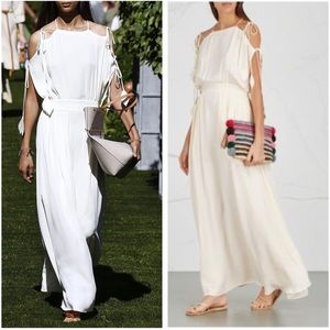 NWT Tory Burch Evalene Cold Shoulder Crepe Maxi Dress Women's Size 8 in Ivory